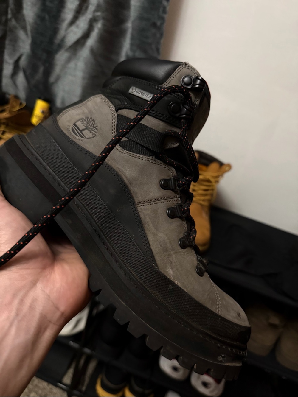 Timberland Men's Grey and Black Rugged Leather Hiking Boots